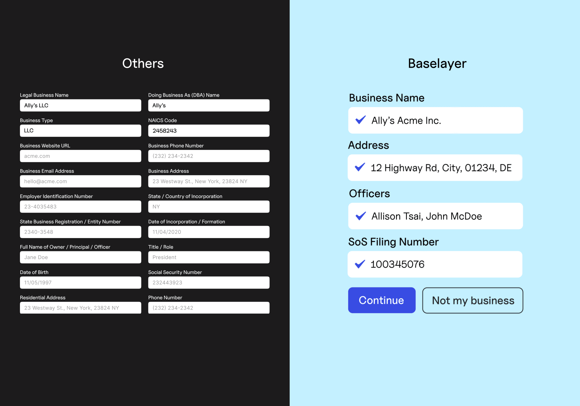 business onboarding form prefill